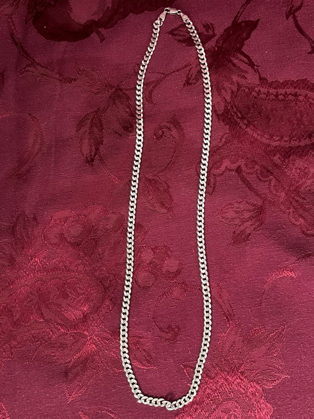 Men's Silver Curb Chain Necklace - Sleek Everyday Style